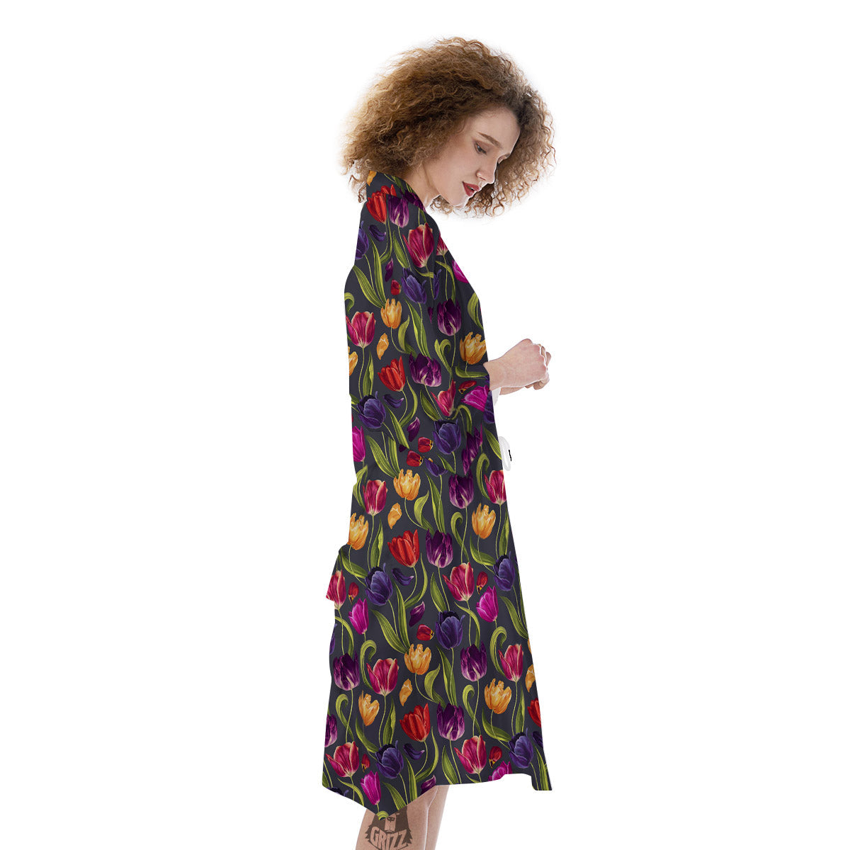 Tulip Colorful Watercolor Print Pattern Kimono-grizzshop