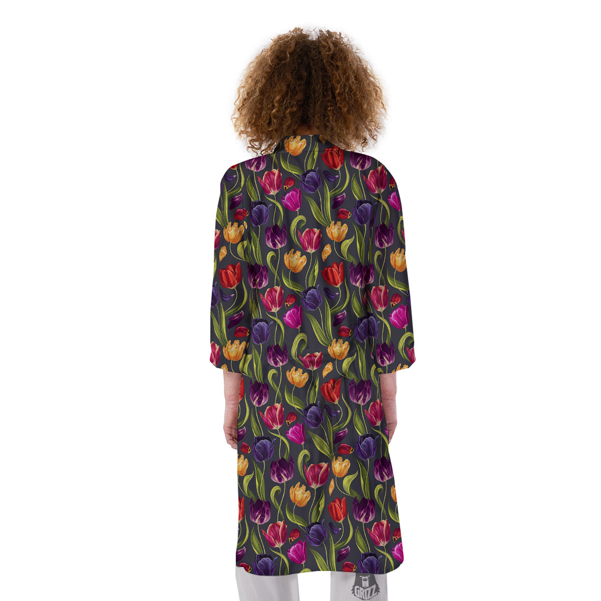 Tulip Colorful Watercolor Print Pattern Kimono-grizzshop
