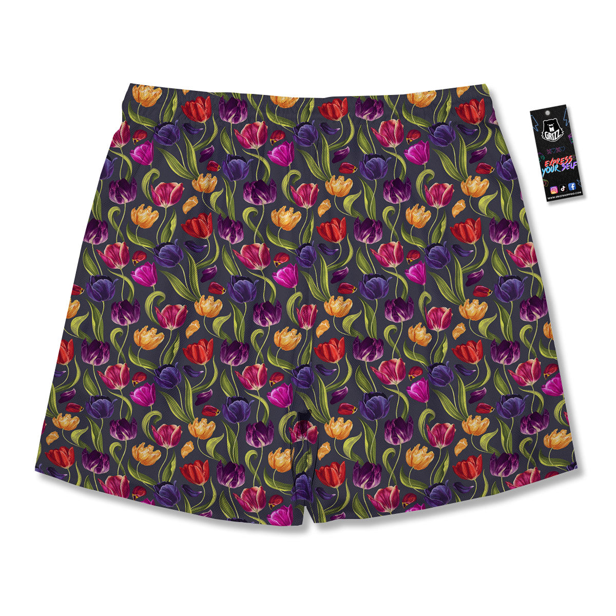 Tulip Colorful Watercolor Print Pattern Men's Running Shorts-grizzshop