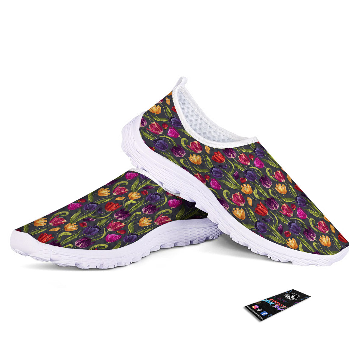 Tulip Colorful Watercolor Print Pattern Nurse Shoes-grizzshop