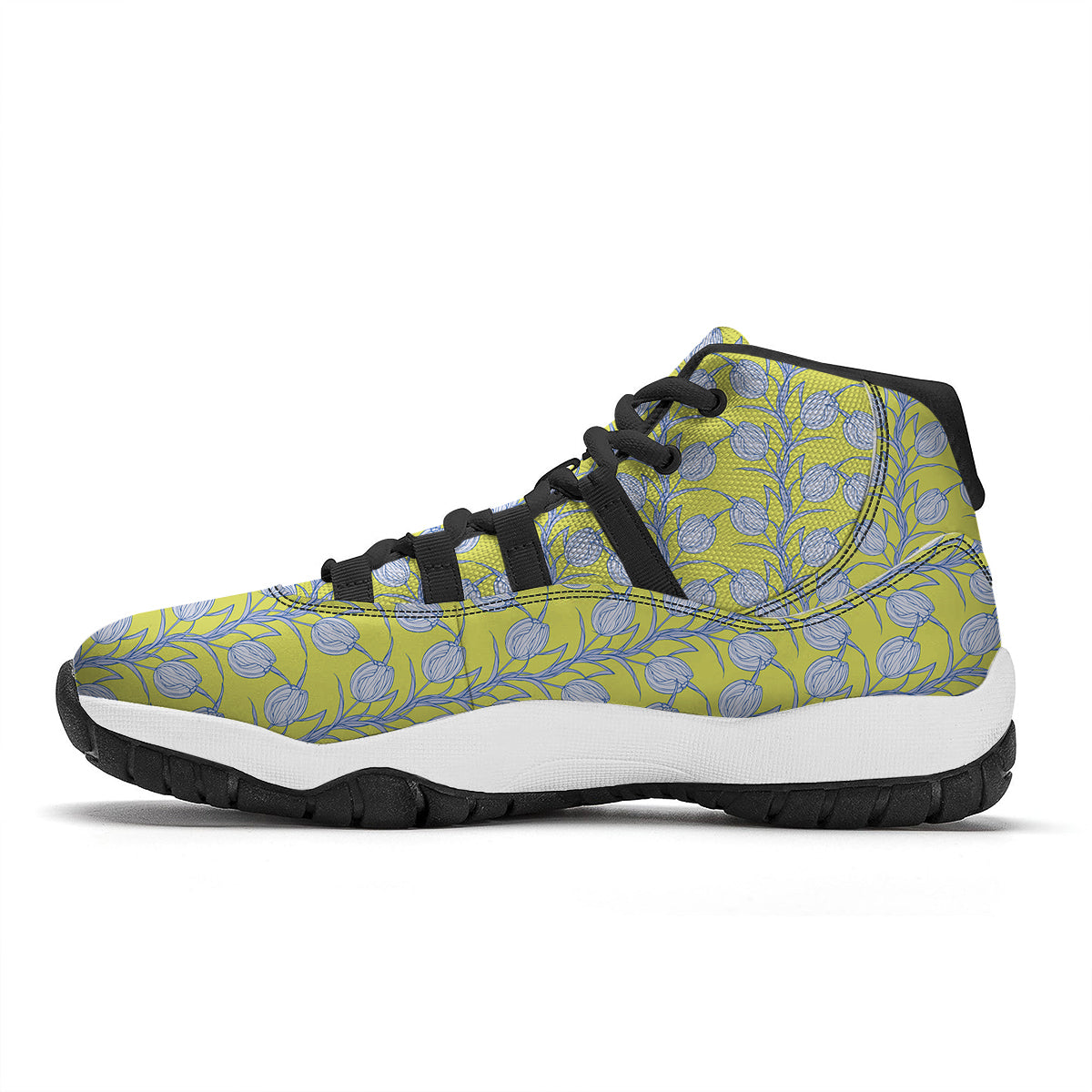 Tulip Drawing Print Pattern Black Bball Shoes-grizzshop