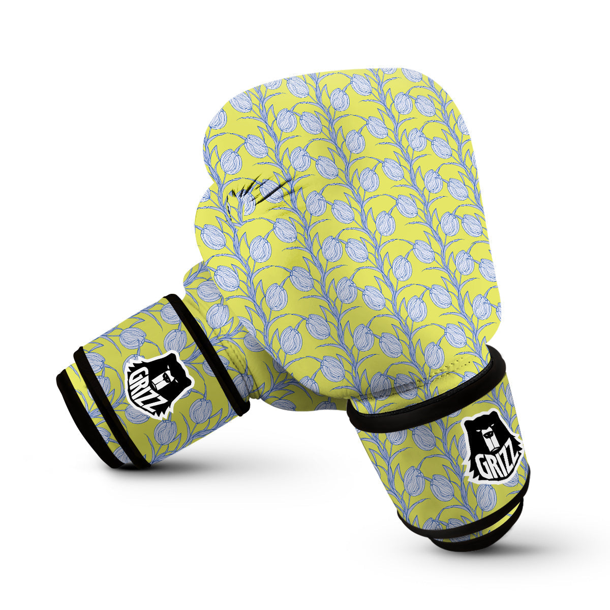 Tulip Drawing Print Pattern Boxing Gloves-grizzshop