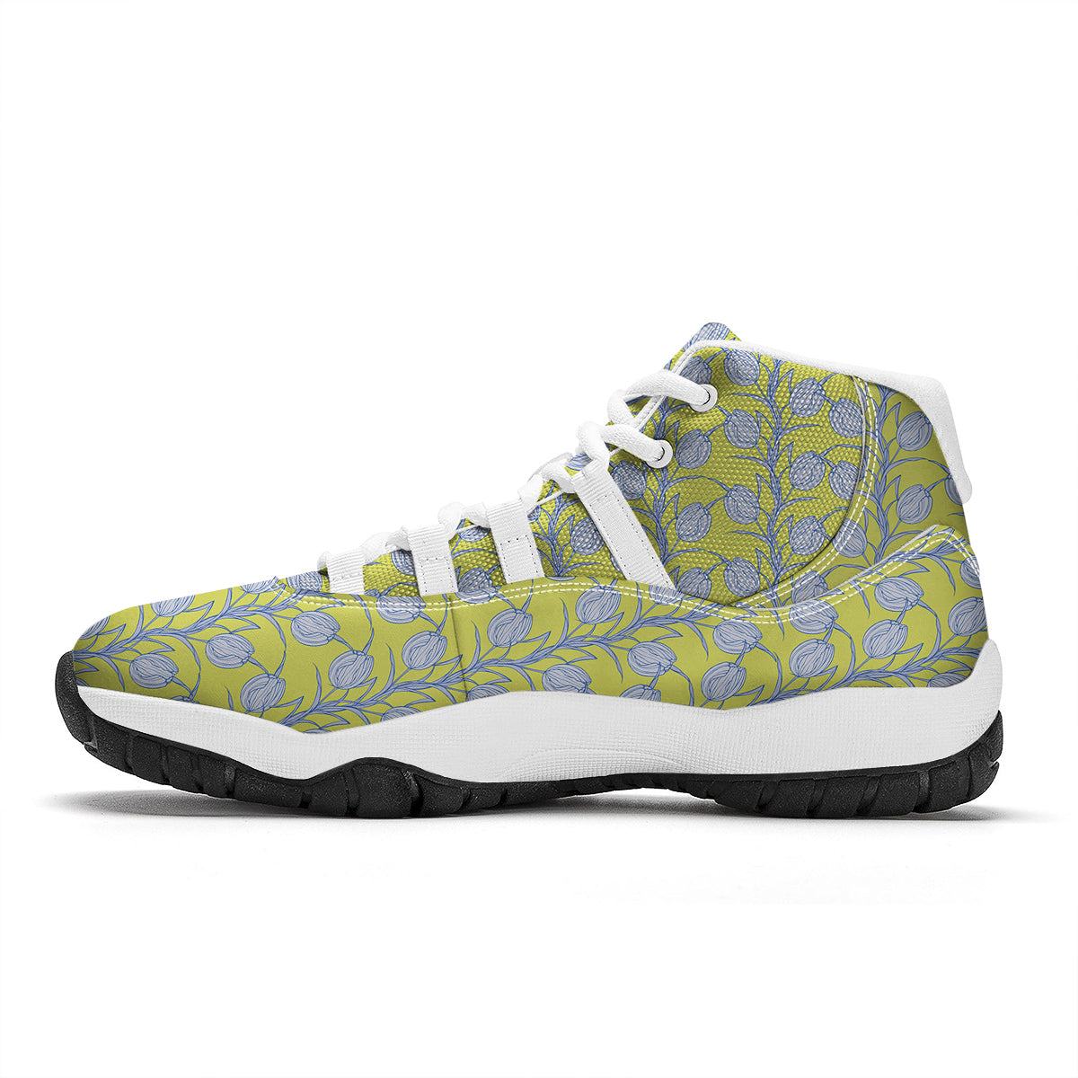 Tulip Drawing Print Pattern White Bball Shoes-grizzshop