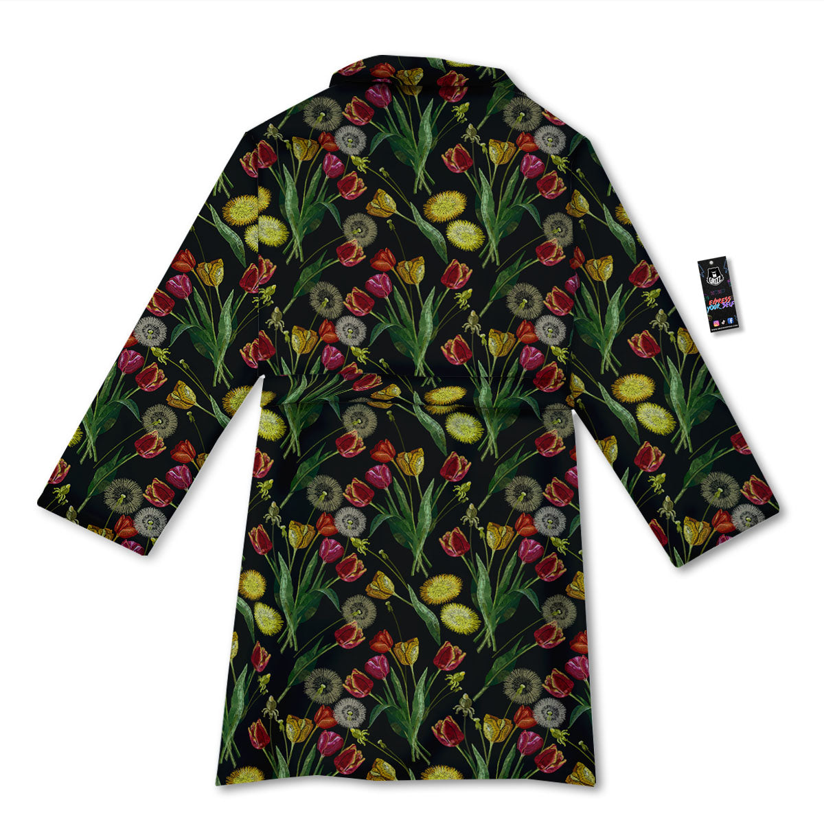 Tulip Embroidery Print Pattern Bathrobe-grizzshop