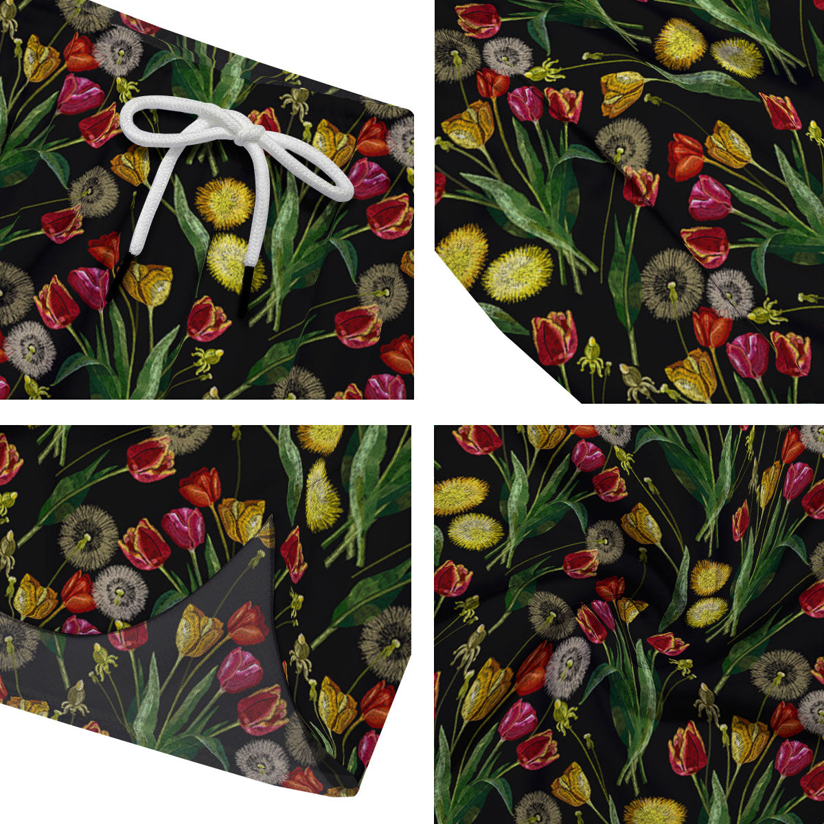Tulip Embroidery Print Pattern Men's Running Shorts-grizzshop