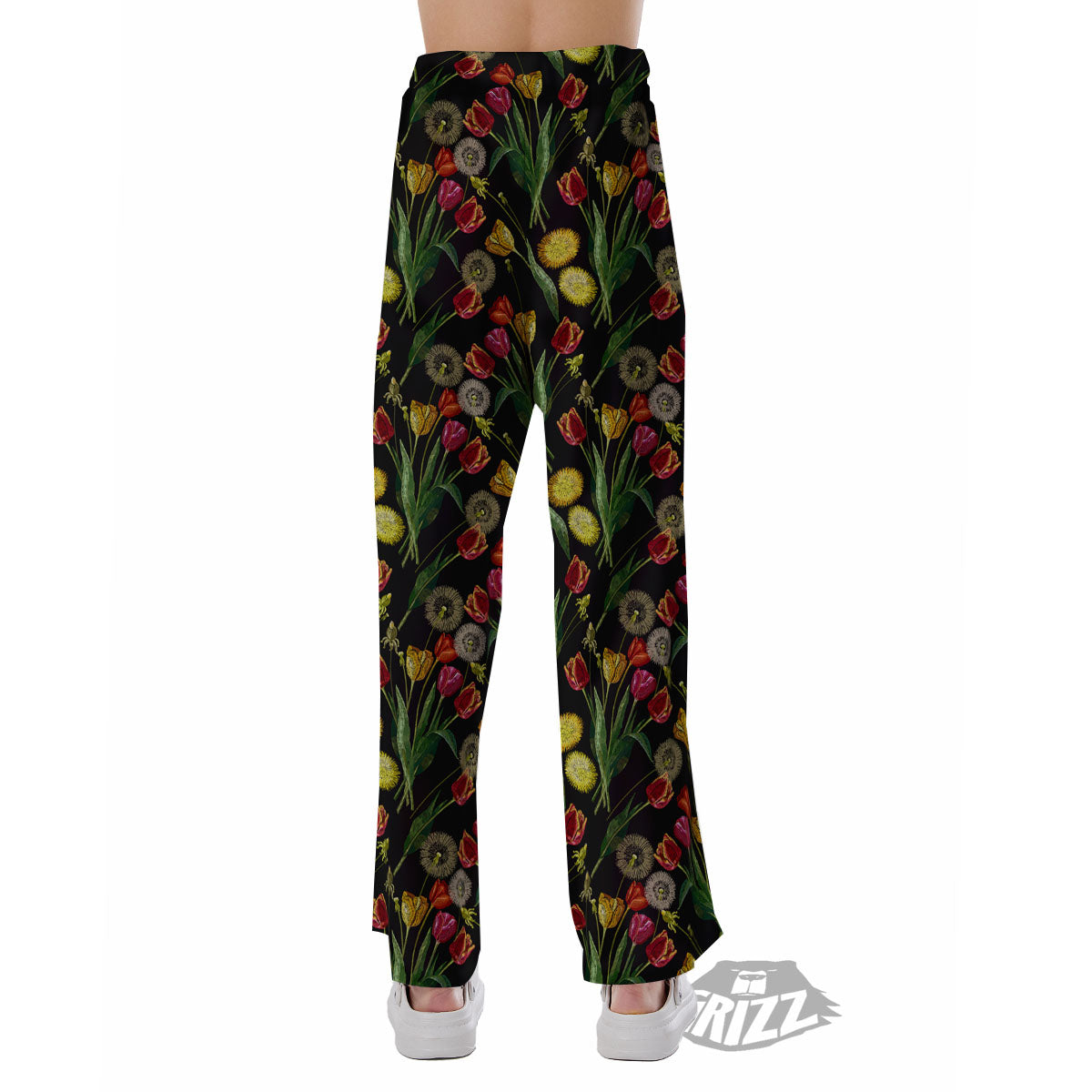 Tulip Embroidery Print Pattern Pajama Pants-grizzshop