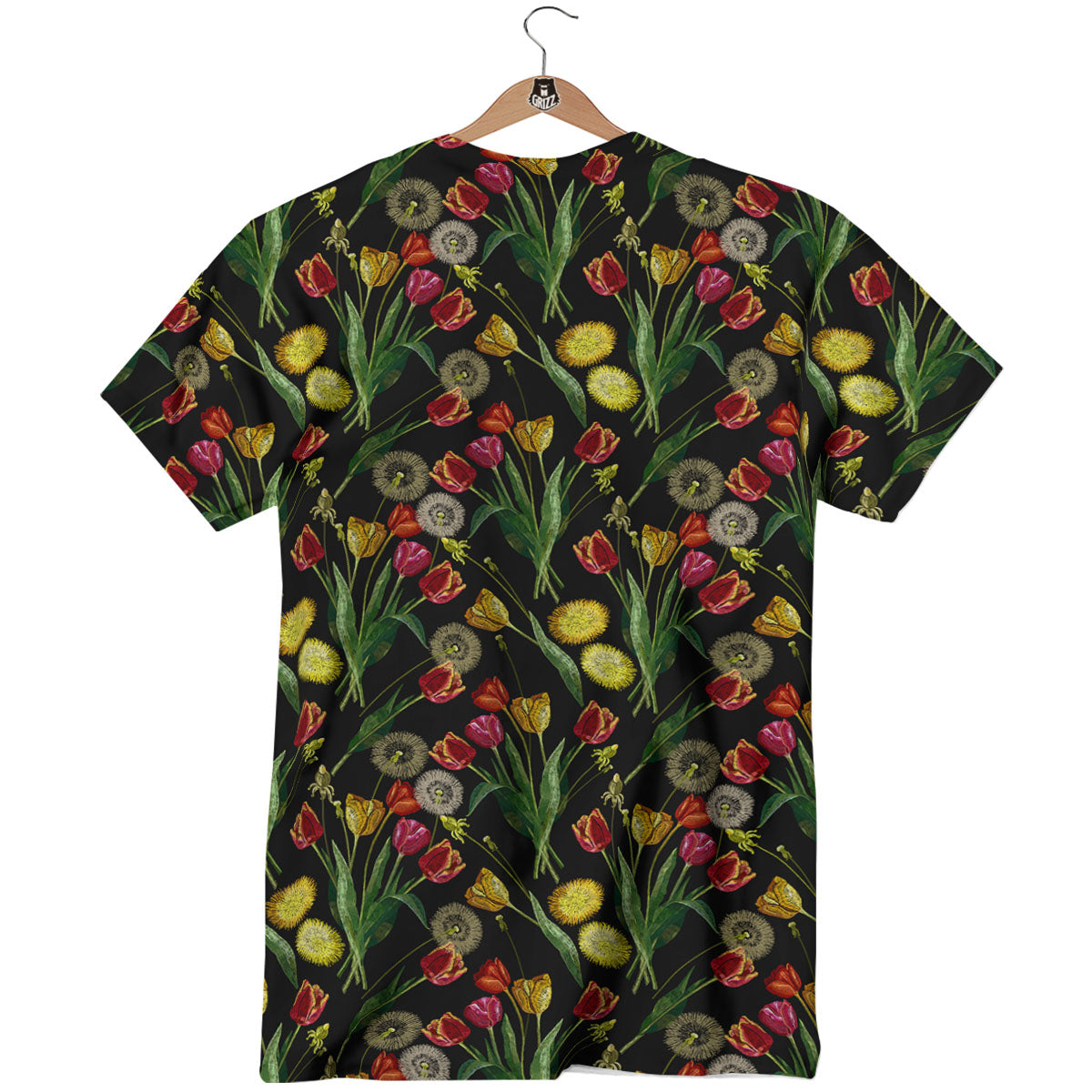 Tulip Embroidery Print Pattern T-Shirt-grizzshop