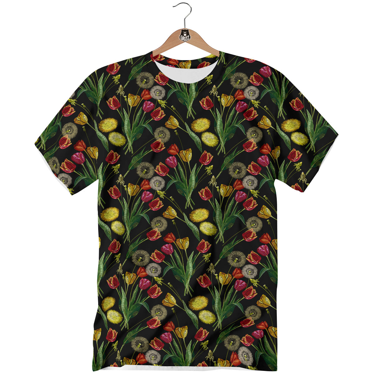 Tulip Embroidery Print Pattern T-Shirt-grizzshop