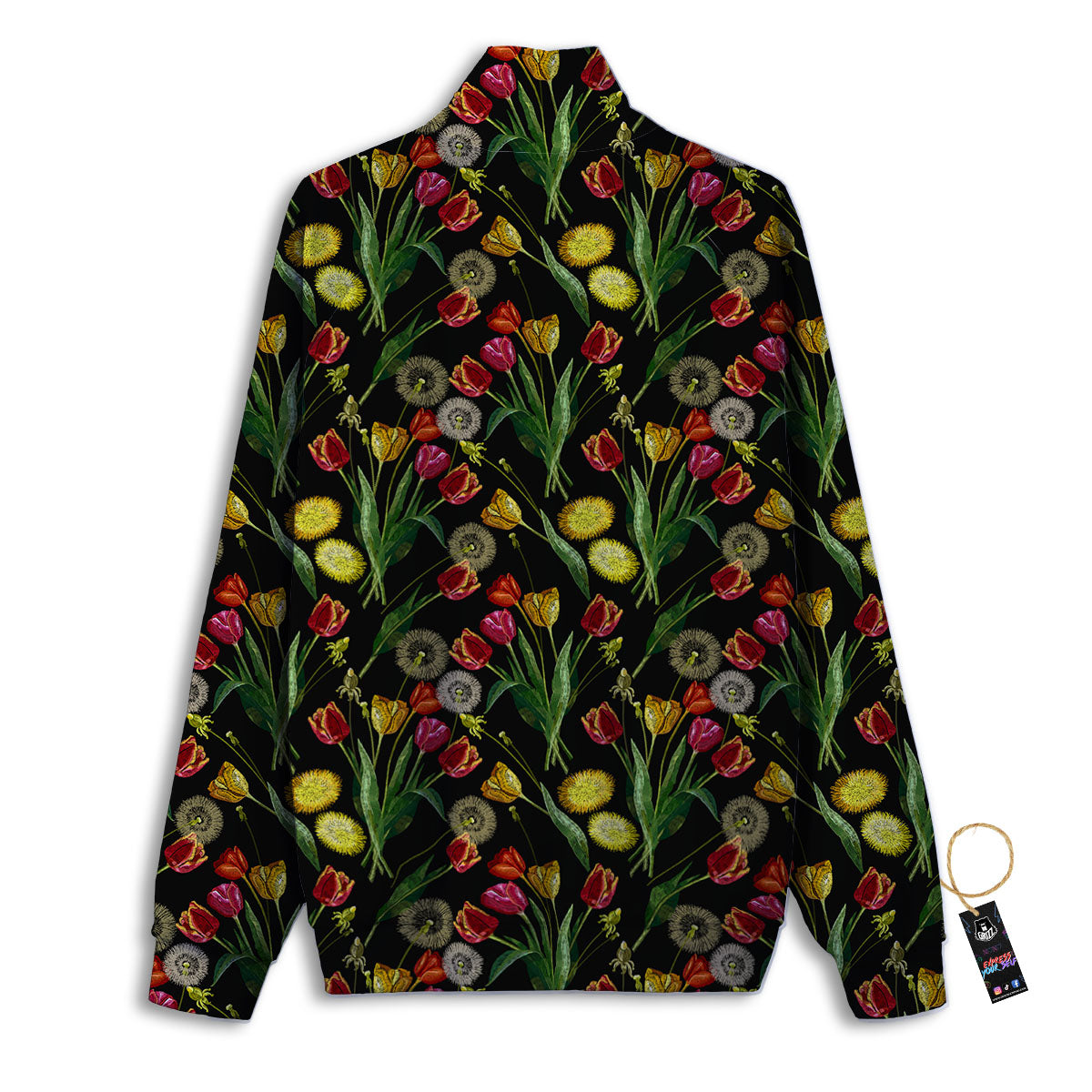 Tulip Embroidery Print Pattern Track Jacket-grizzshop