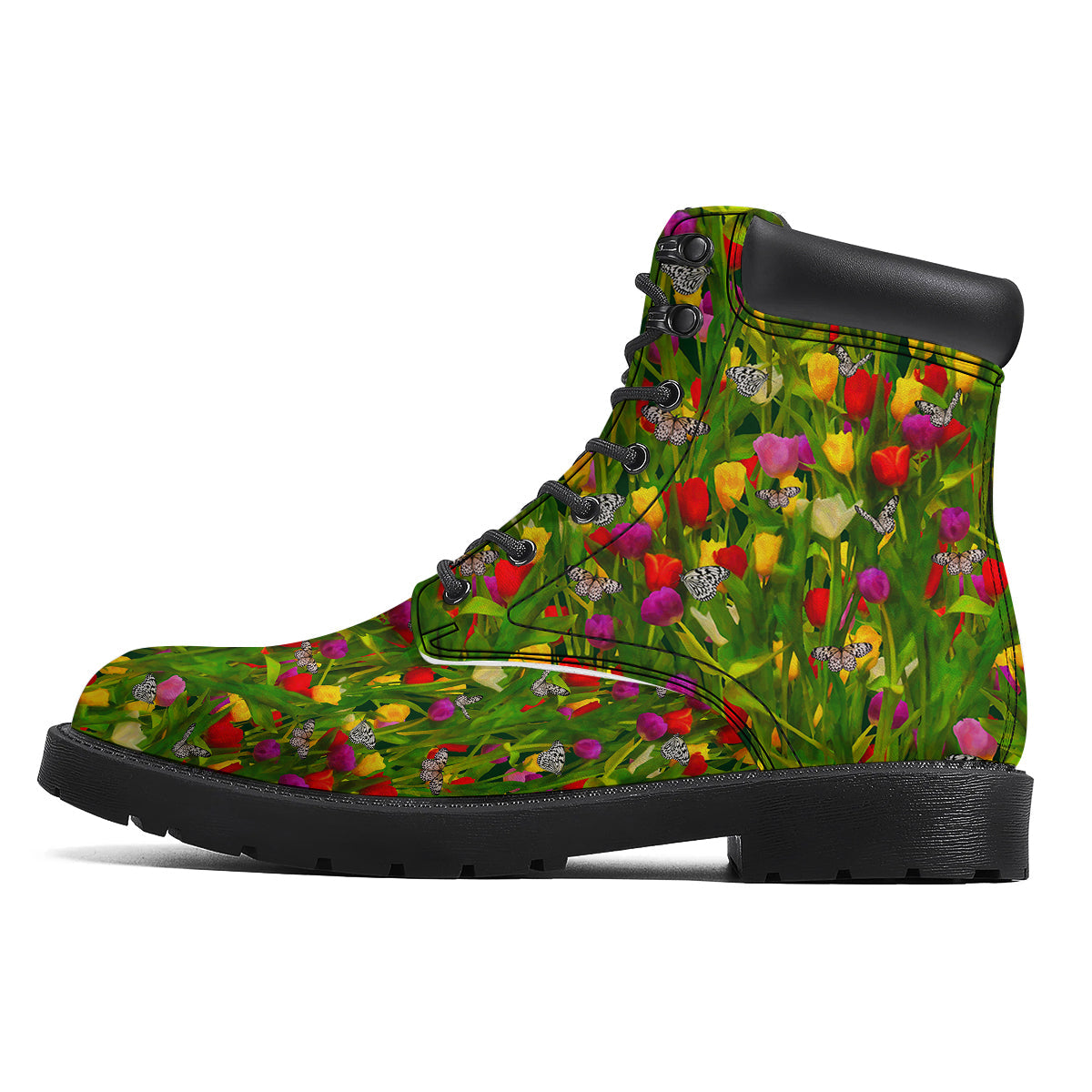 Tulip Field Print Pattern Boots-grizzshop