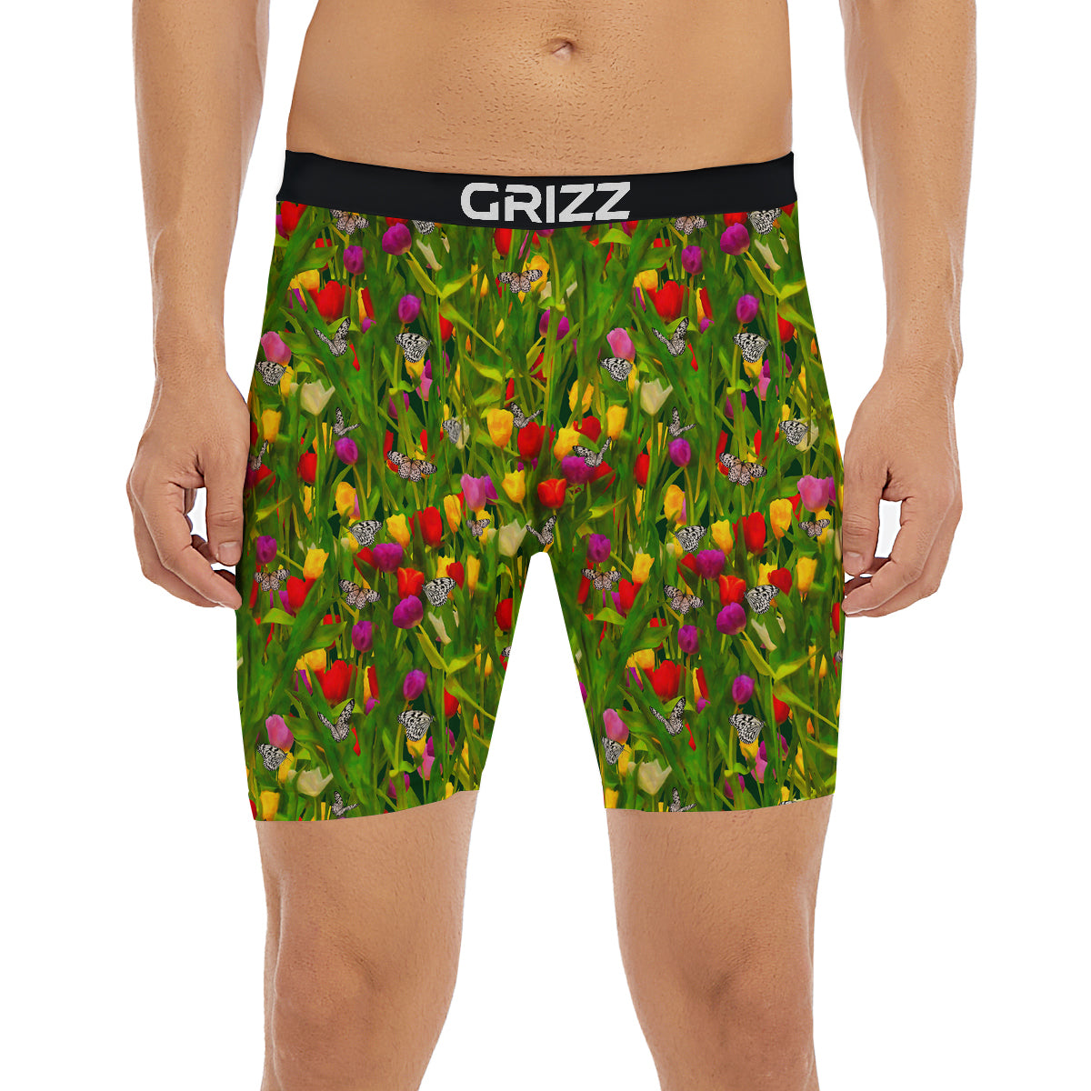 Tulip Field Print Pattern Boxer Briefs-grizzshop