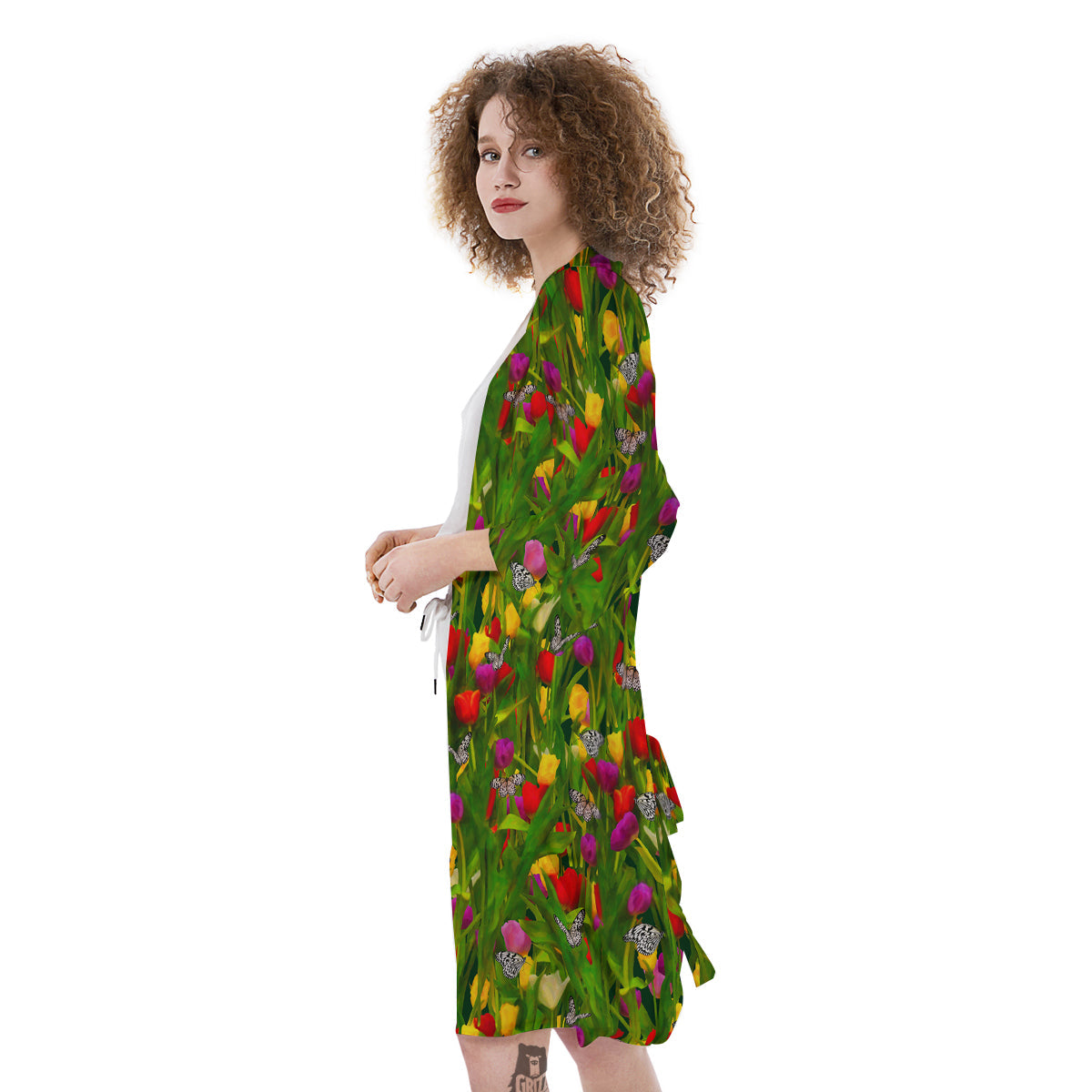 Tulip Field Print Pattern Kimono-grizzshop