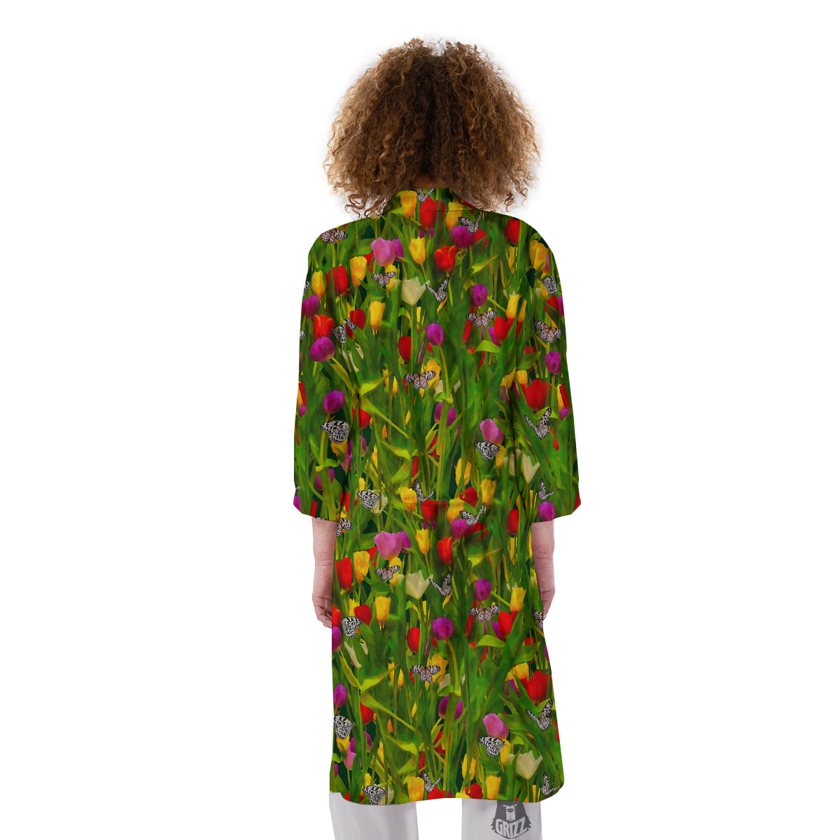 Tulip Field Print Pattern Kimono-grizzshop