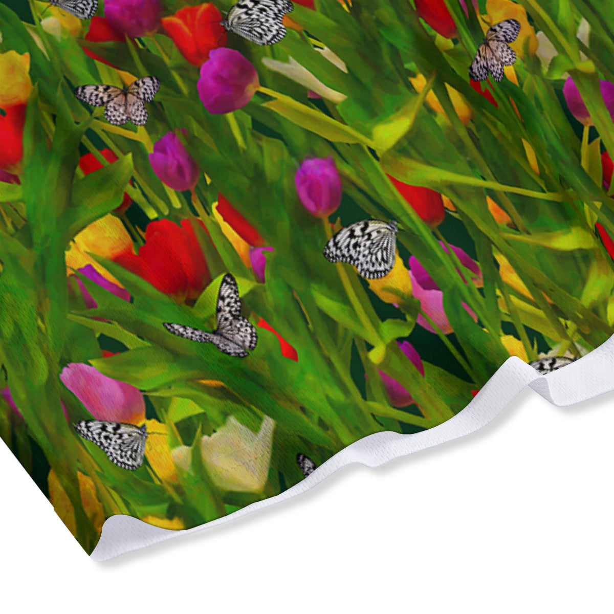 Tulip Field Print Pattern Mesh Shorts-grizzshop
