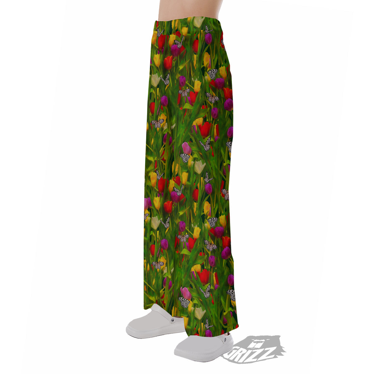 Tulip Field Print Pattern Pajama Pants-grizzshop