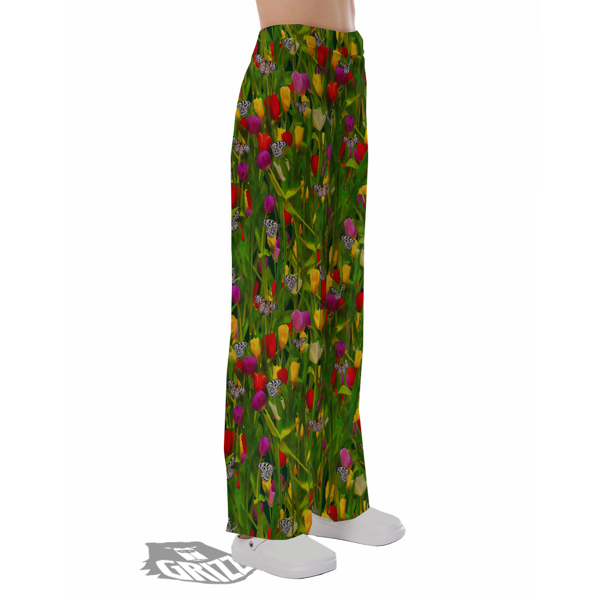 Tulip Field Print Pattern Pajama Pants-grizzshop