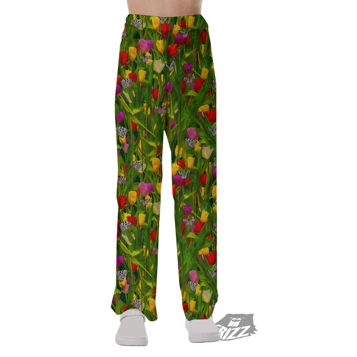 Tulip Field Print Pattern Pajama Pants-grizzshop