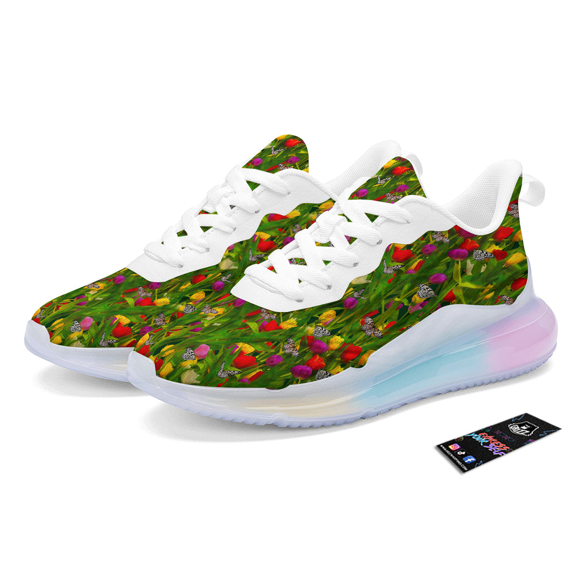 Tulip Field Print Pattern Running Sneakers-grizzshop