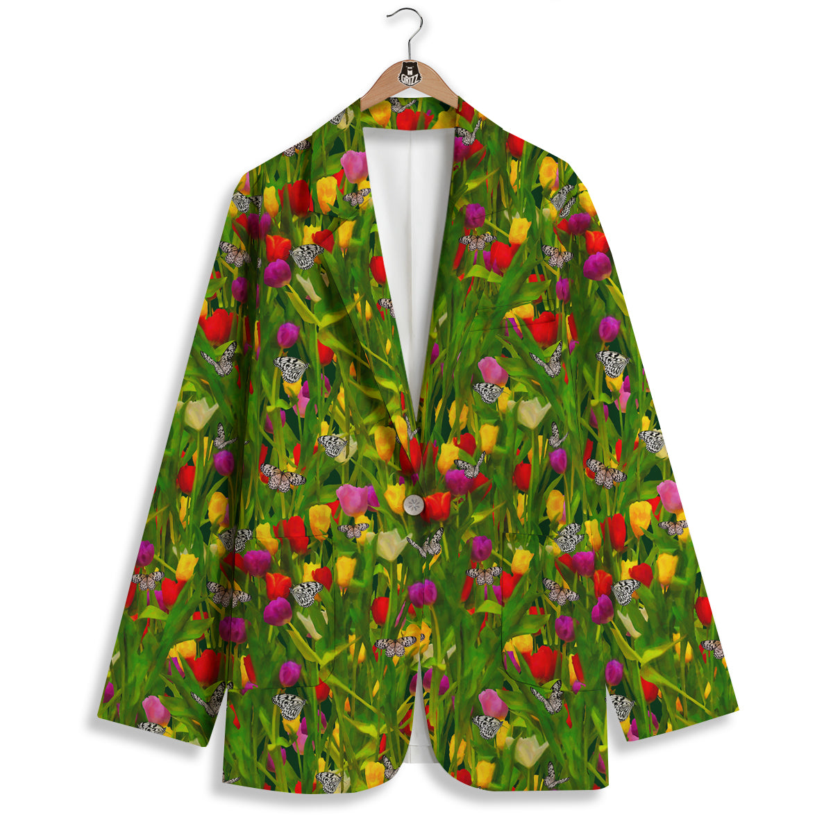 Tulip Field Print Pattern Women's Blazer-grizzshop