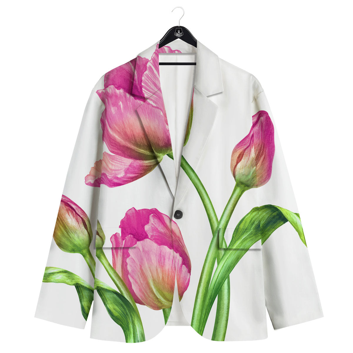 Tulip Flower Pink Watercolor Print Men's Sport Coat-grizzshop