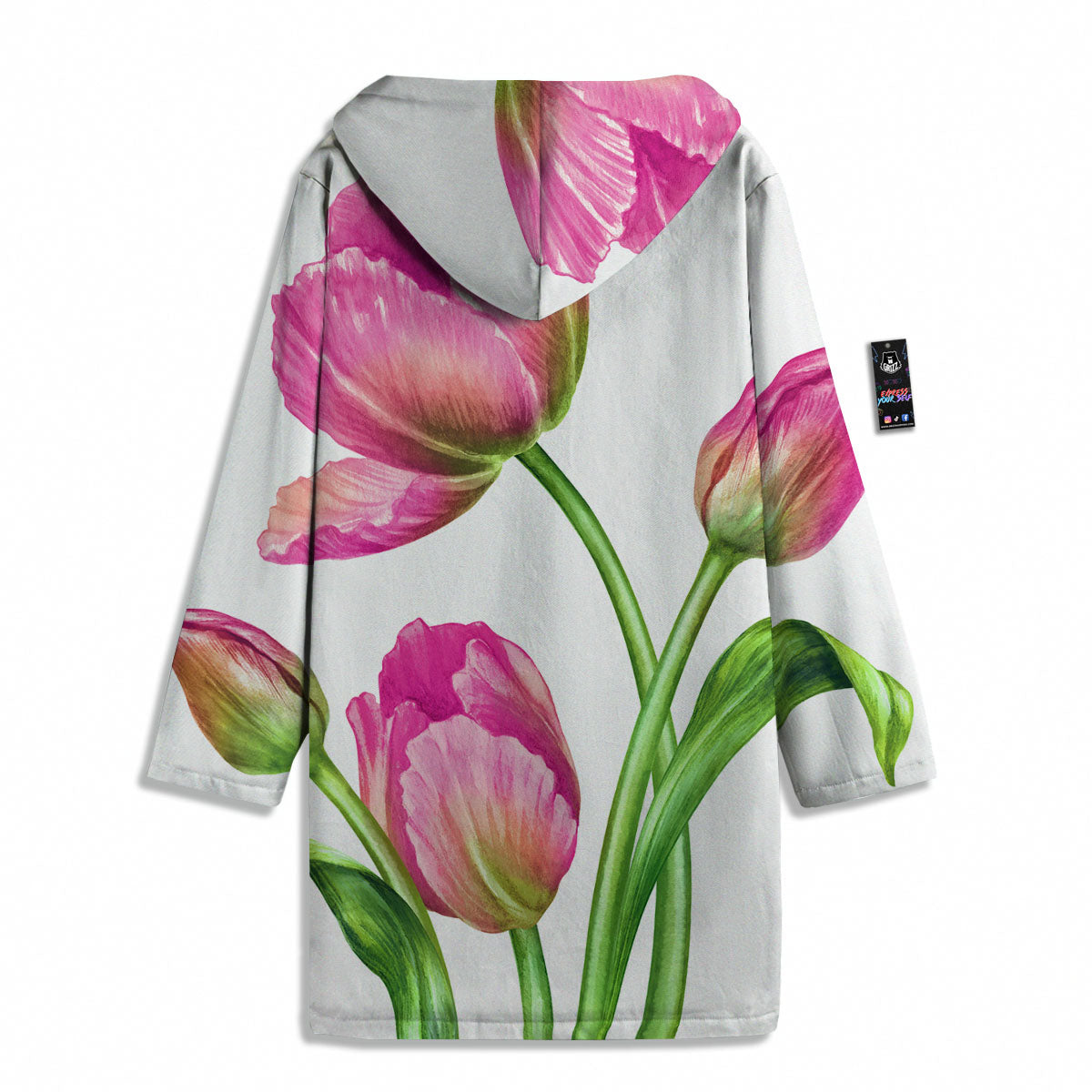 Tulip Flower Pink Watercolor Print Men's Windbreaker Jacket-grizzshop