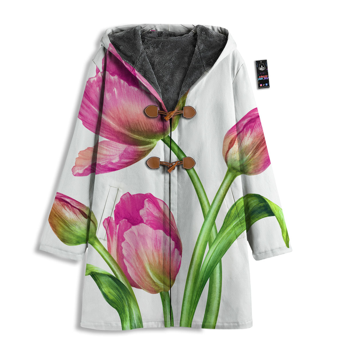 Tulip Flower Pink Watercolor Print Men's Windbreaker Jacket-grizzshop