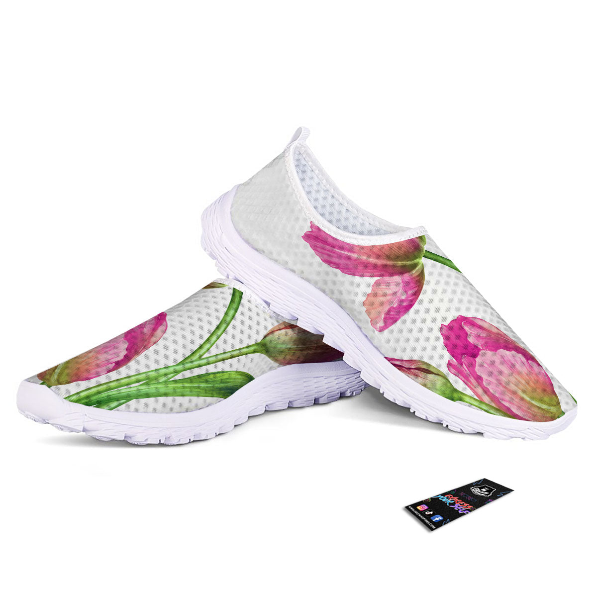 Tulip Flower Pink Watercolor Print Nurse Shoes-grizzshop