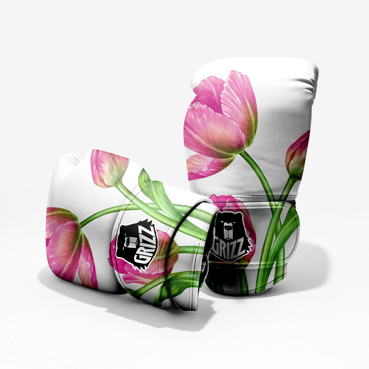 Tulip Flower Pink Watercolor Print Sparring Gloves-grizzshop
