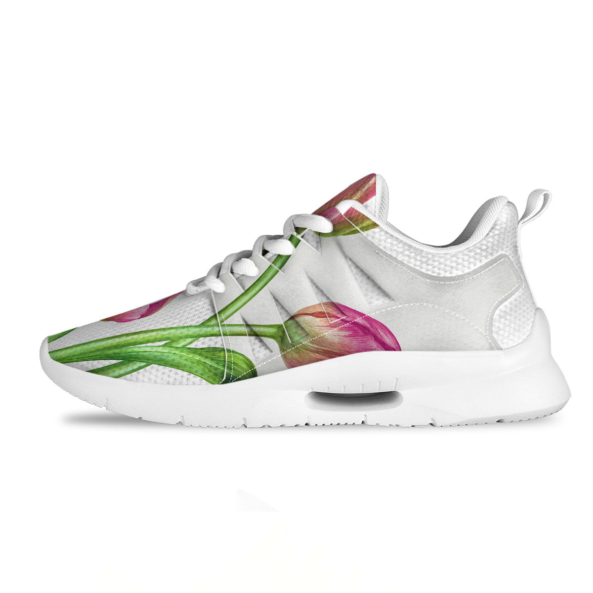 Tulip Flower Pink Watercolor Print Tennis Shoes-grizzshop