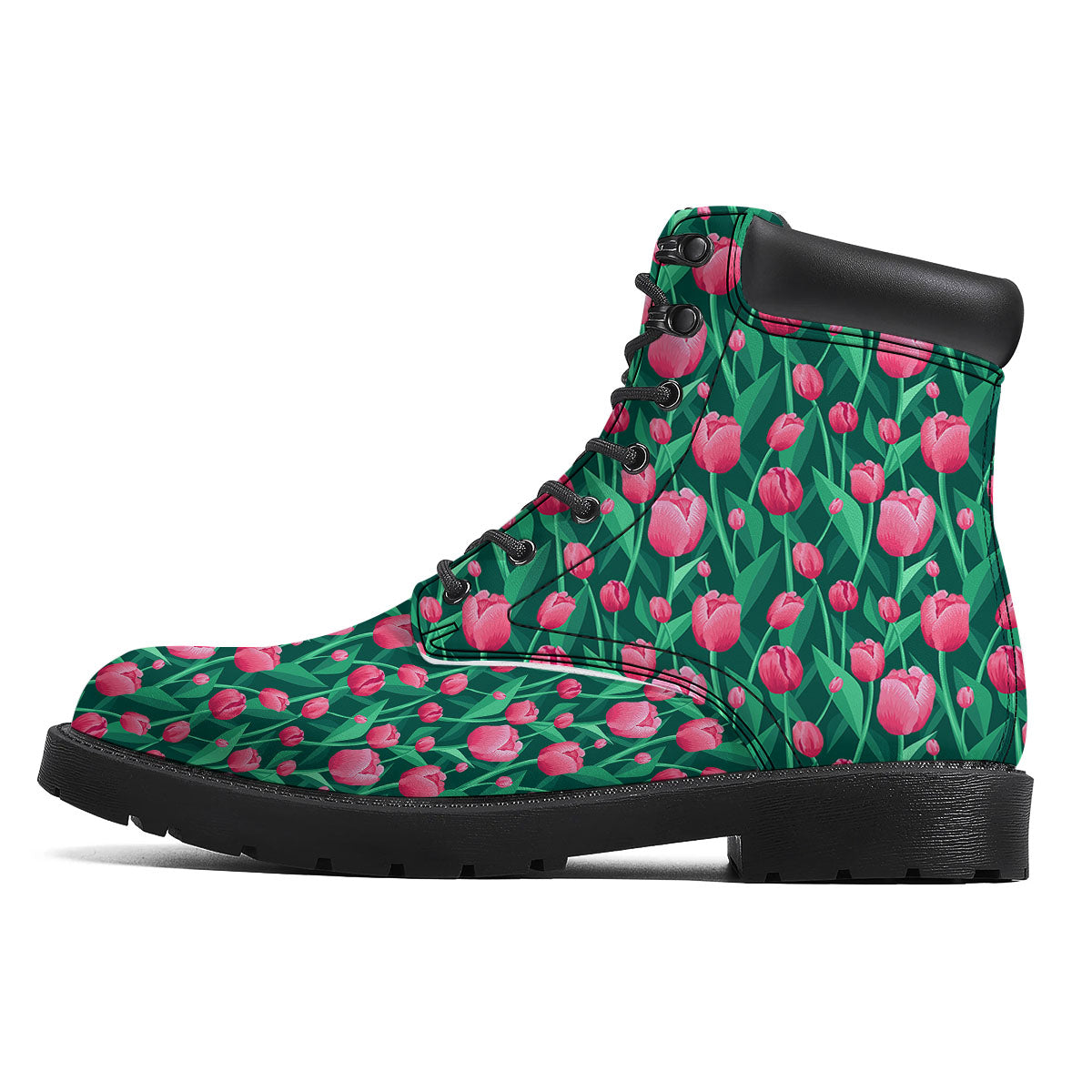 Tulip Pink Print Pattern Boots-grizzshop