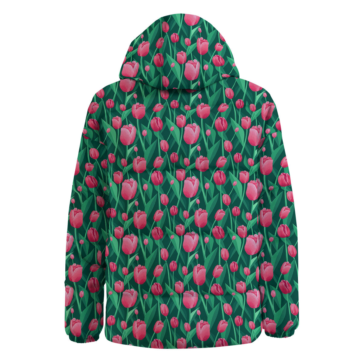 Tulip Pink Print Pattern Down Jacket-grizzshop