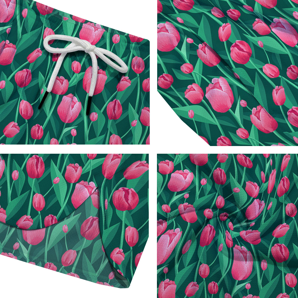 Tulip Pink Print Pattern Men's Running Shorts-grizzshop