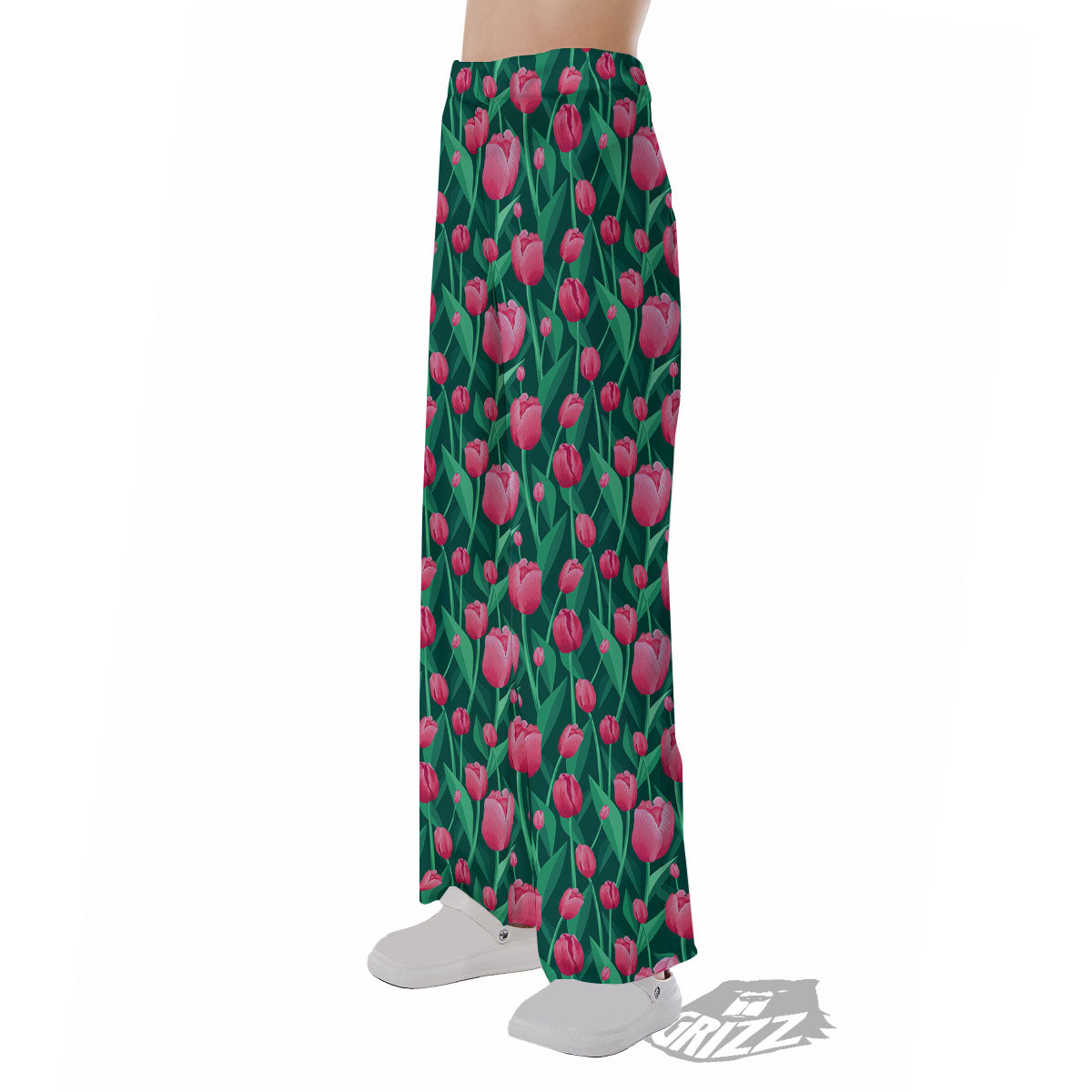 Tulip Pink Print Pattern Pajama Pants-grizzshop