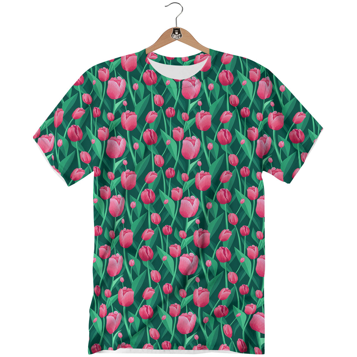 Tulip Pink Print Pattern T-Shirt-grizzshop