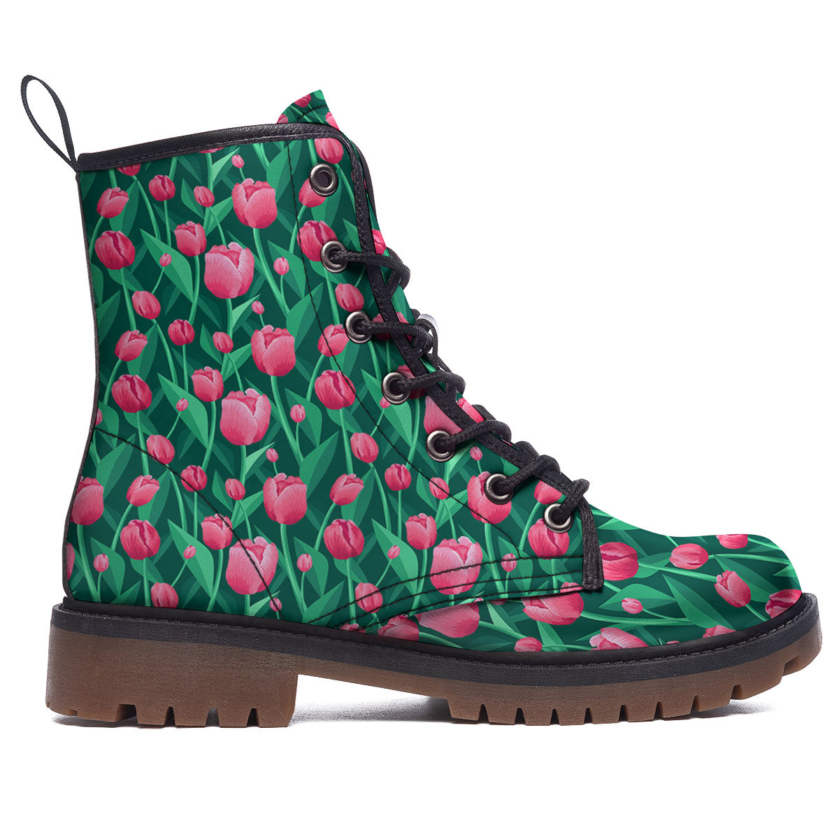 Tulip Pink Print Pattern Work Boots-grizzshop