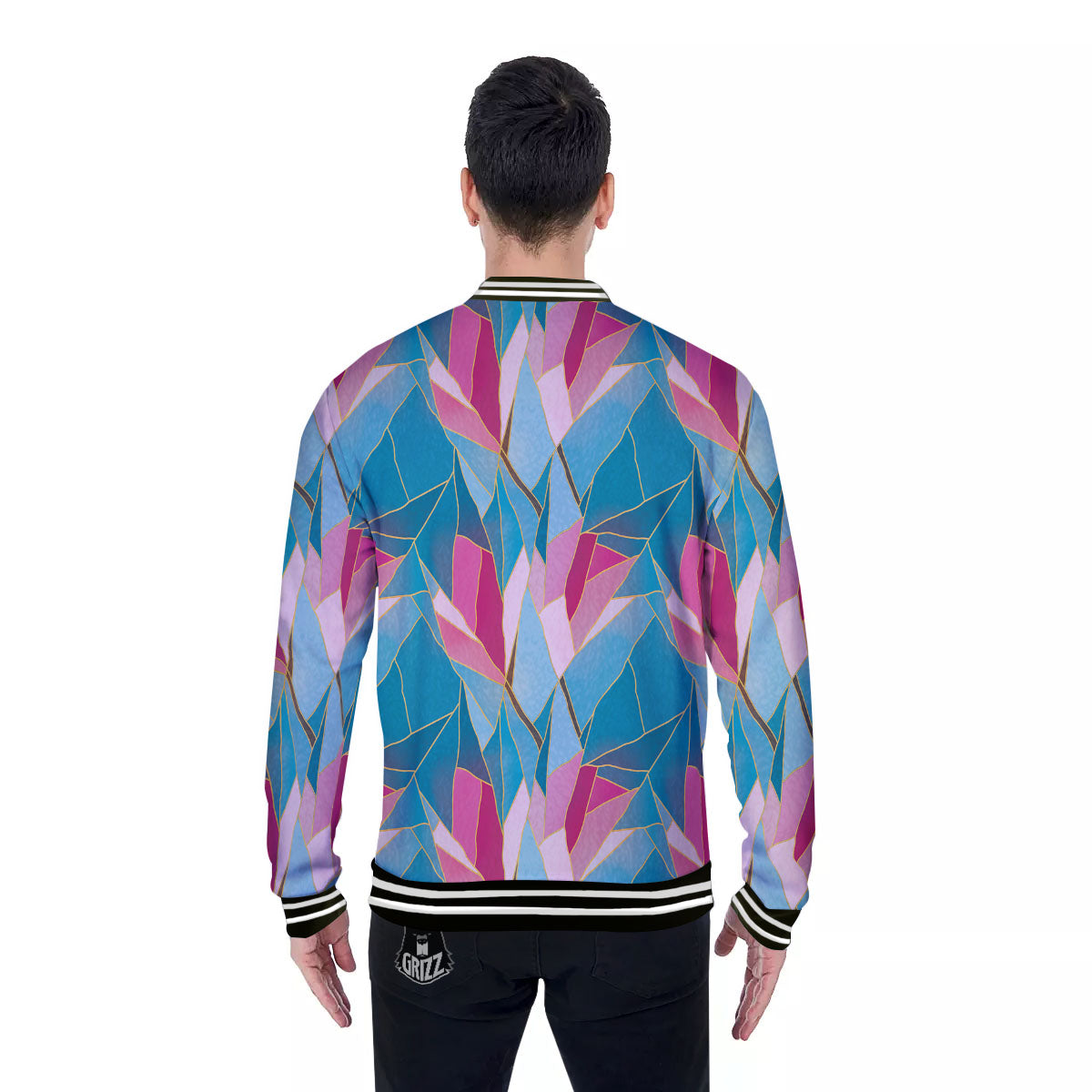 Tulip Polygon Print Pattern Baseball Jacket-grizzshop