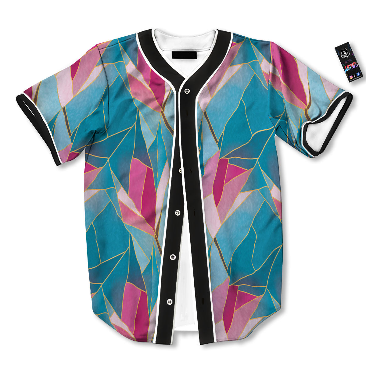 Tulip Polygon Print Pattern Baseball Jersey-grizzshop