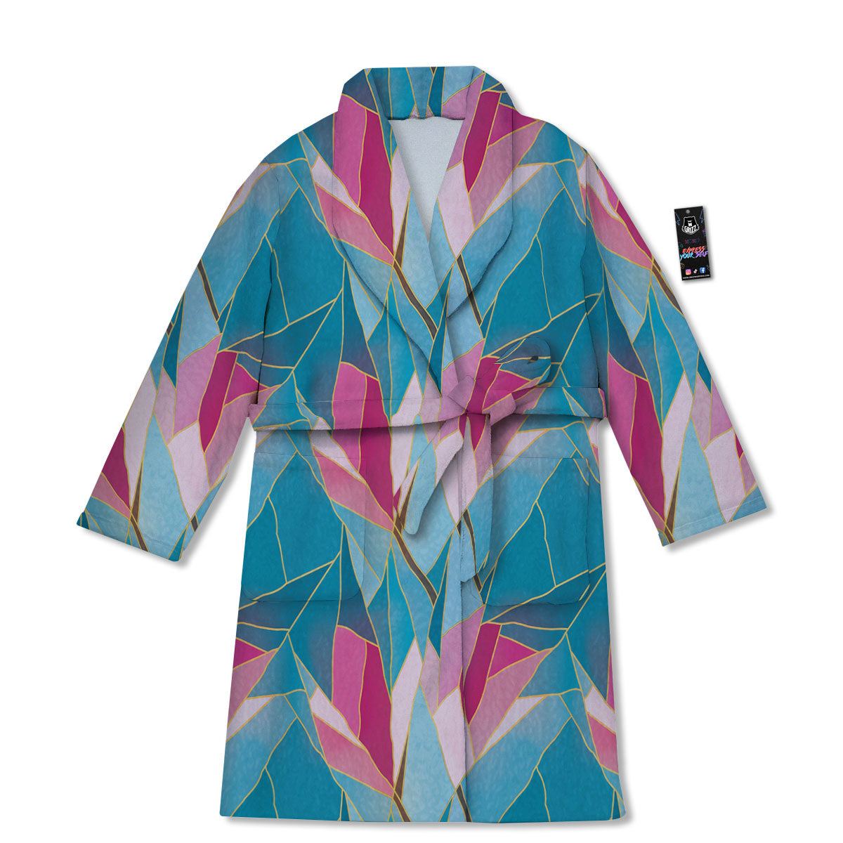 Tulip Polygon Print Pattern Bathrobe-grizzshop