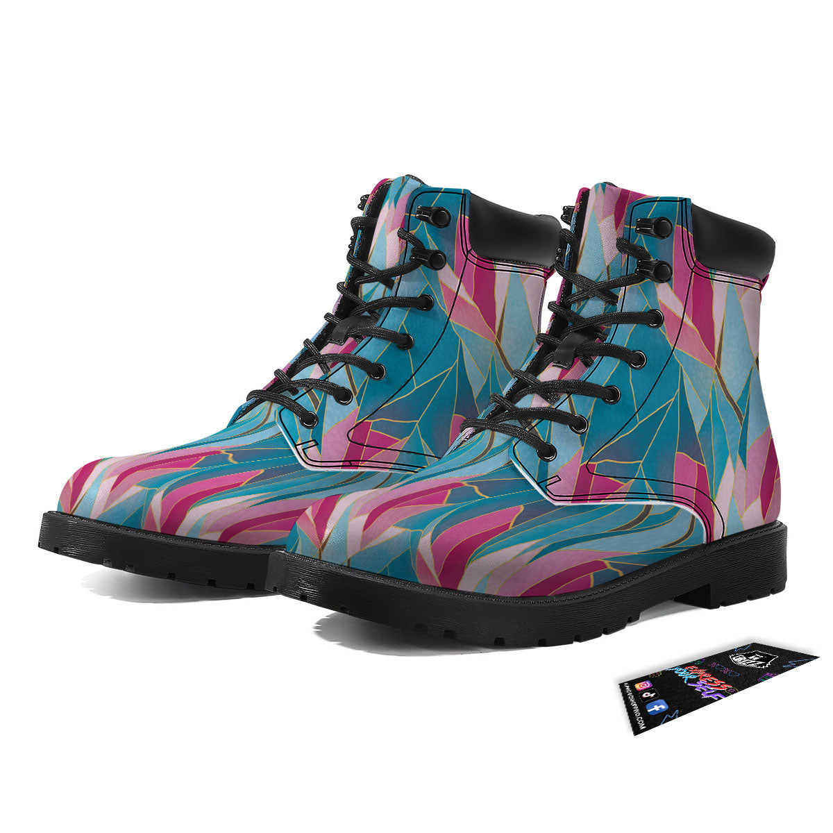 Tulip Polygon Print Pattern Boots-grizzshop