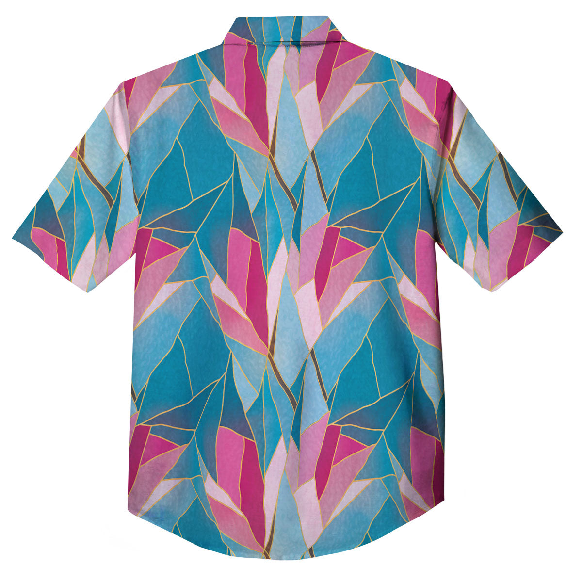 Tulip Polygon Print Pattern Button Up Shirt-grizzshop