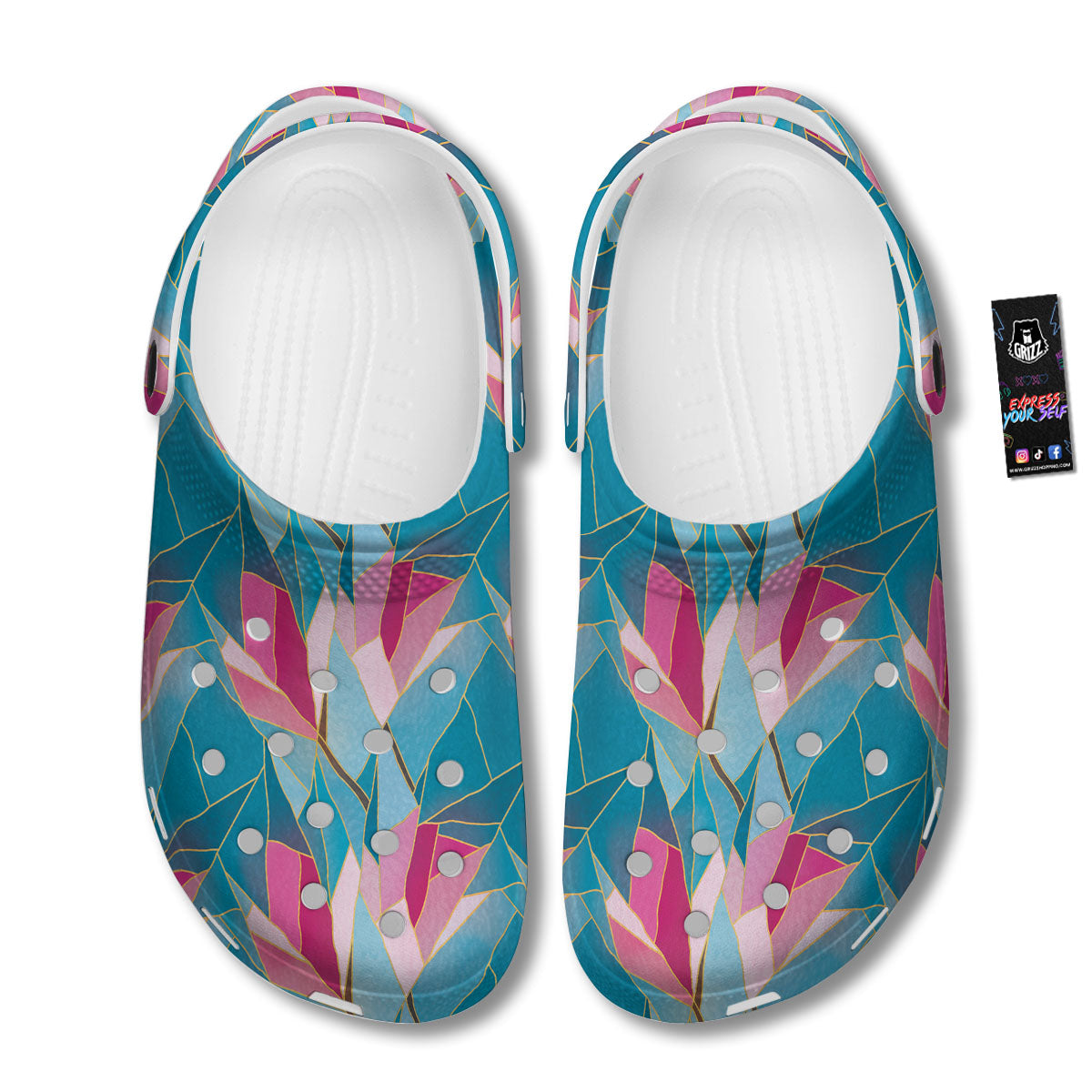 Tulip Polygon Print Pattern Clog-grizzshop