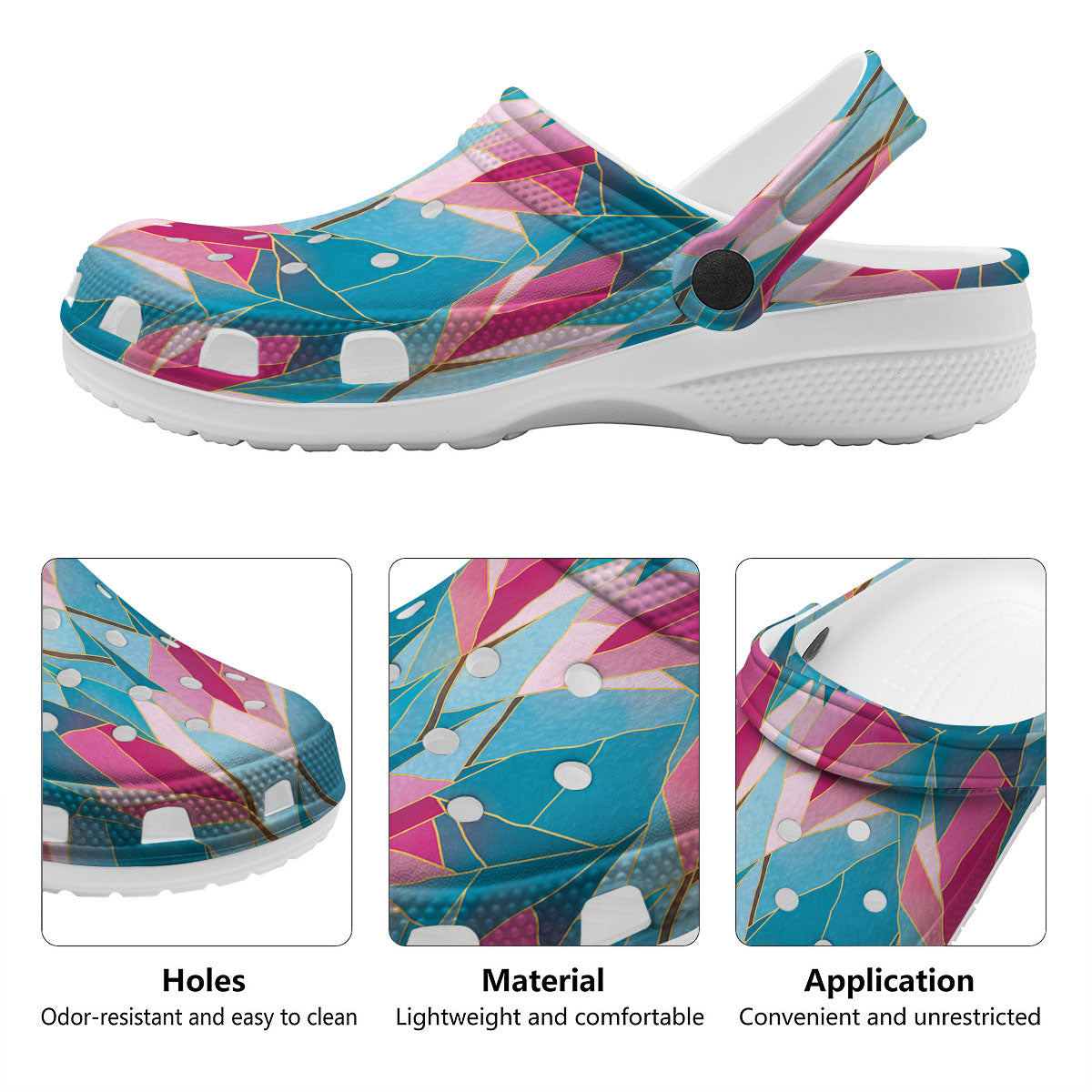 Tulip Polygon Print Pattern Clog-grizzshop