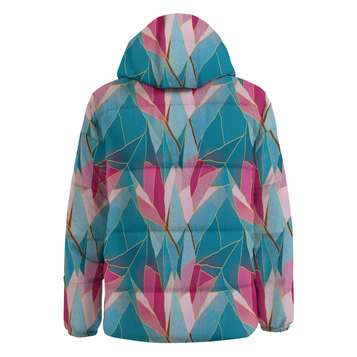 Tulip Polygon Print Pattern Down Jacket-grizzshop