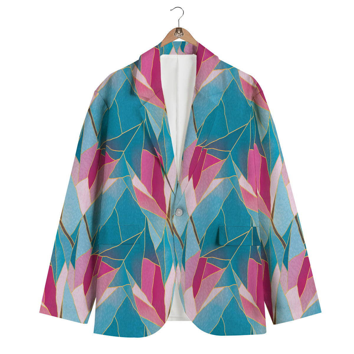 Tulip Polygon Print Pattern Men's Blazer-grizzshop