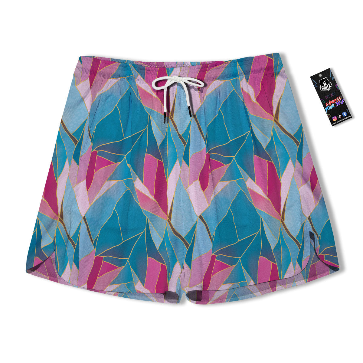 Tulip Polygon Print Pattern Men's Running Shorts-grizzshop