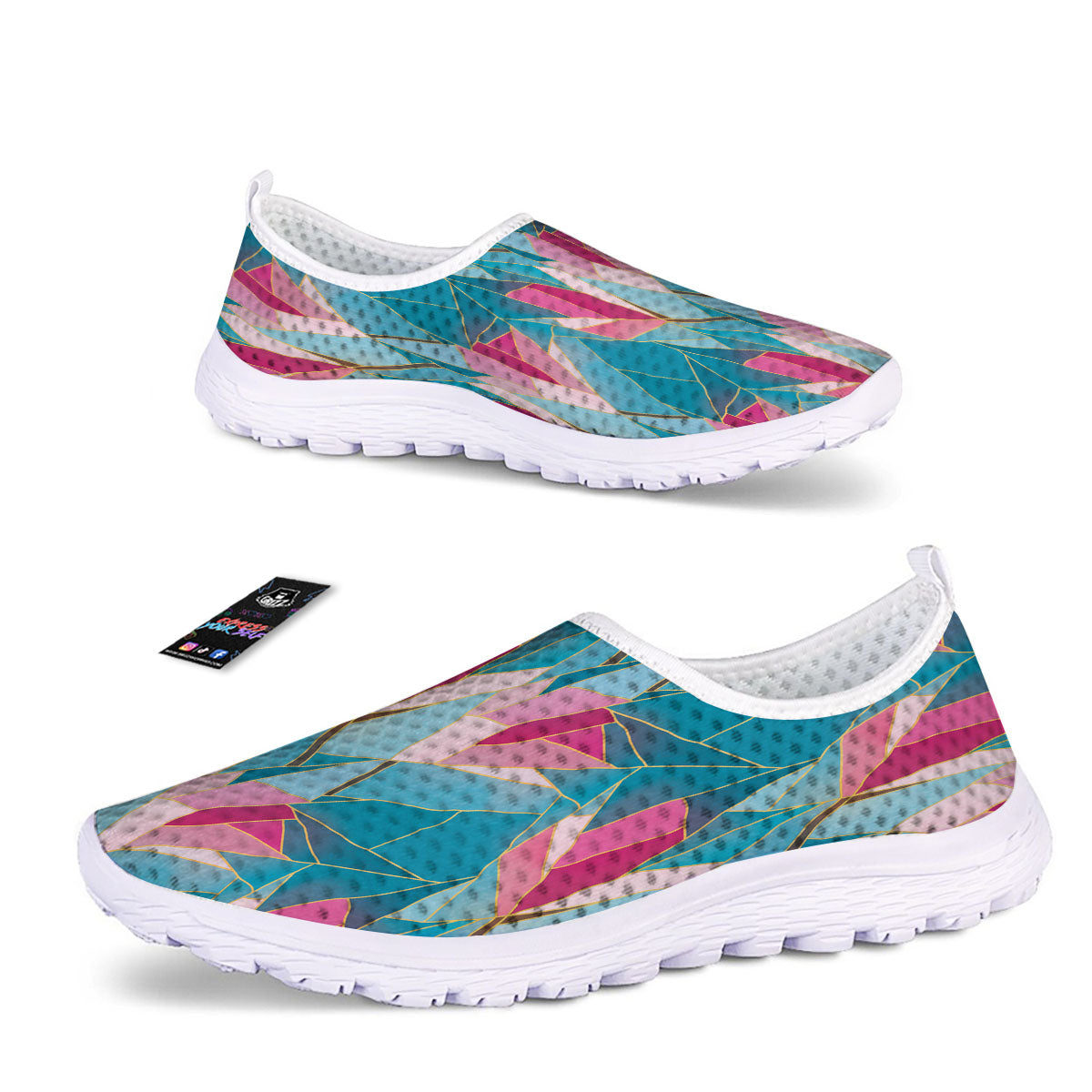 Tulip Polygon Print Pattern Nurse Shoes-grizzshop