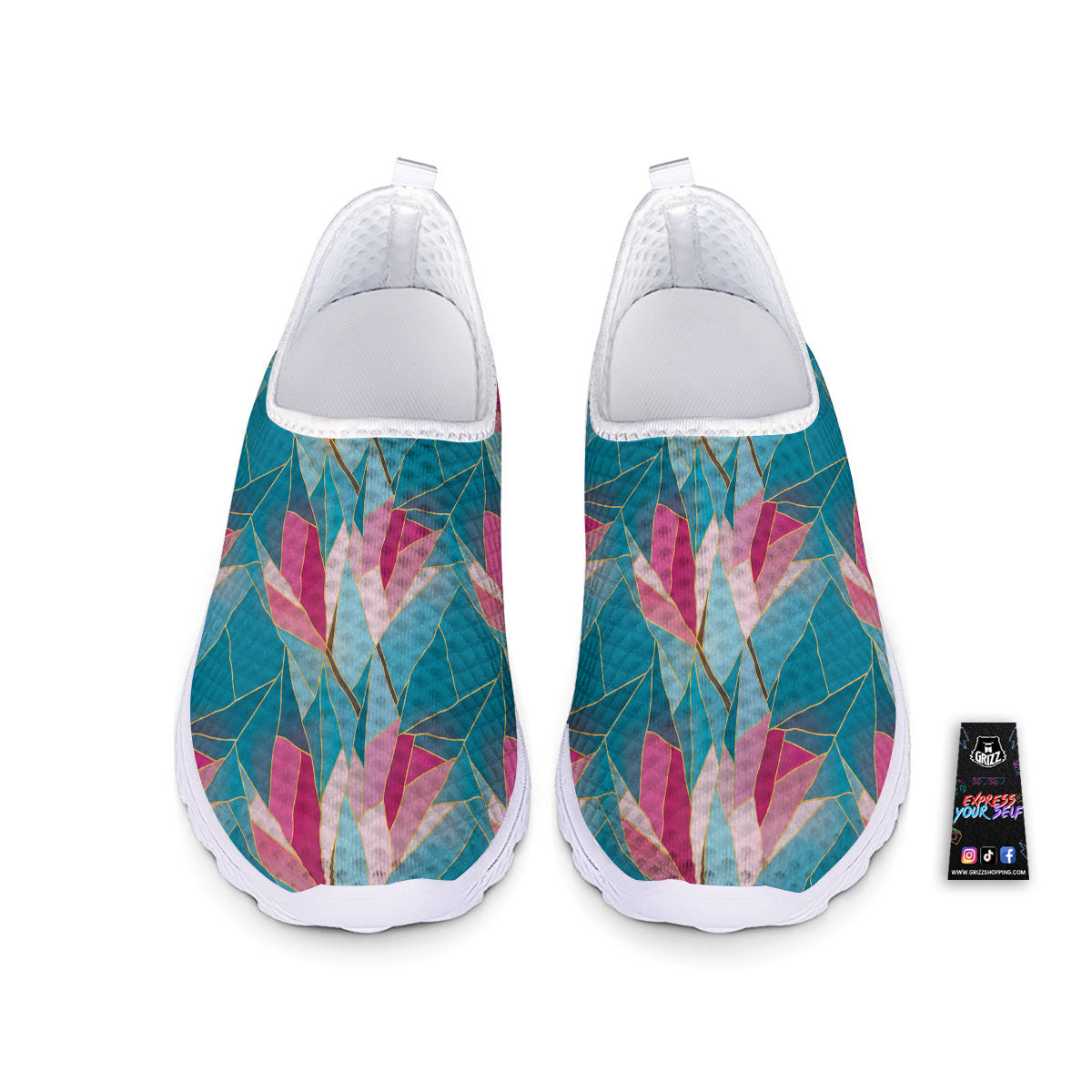 Tulip Polygon Print Pattern Nurse Shoes-grizzshop