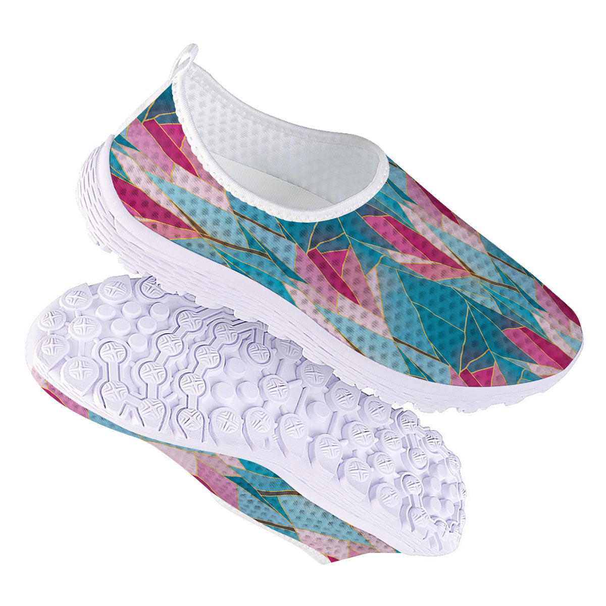 Tulip Polygon Print Pattern Nurse Shoes-grizzshop