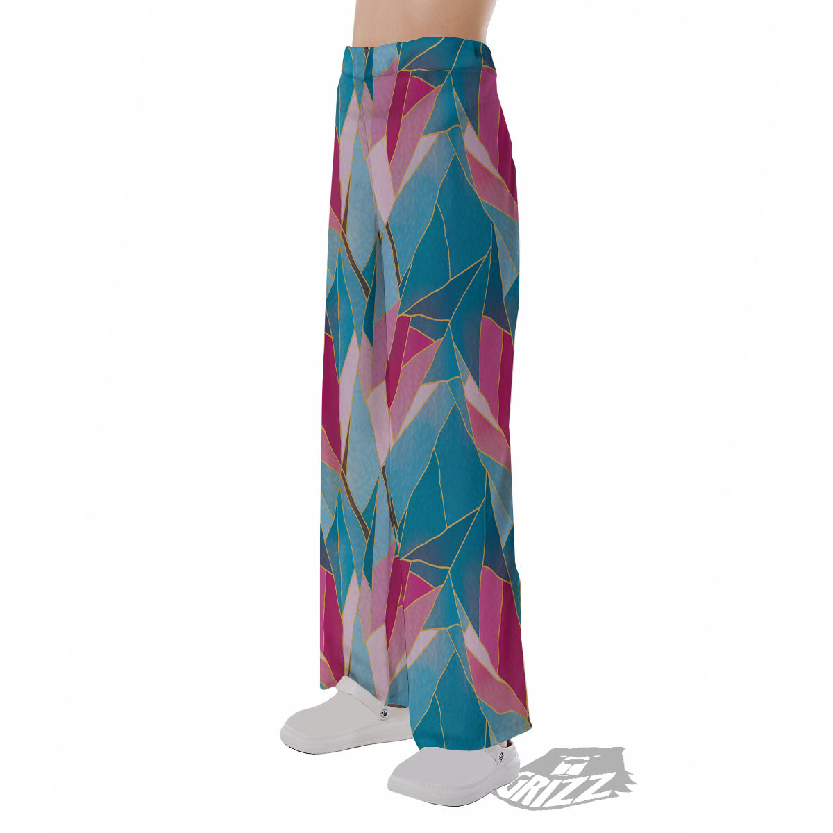 Tulip Polygon Print Pattern Pajama Pants-grizzshop