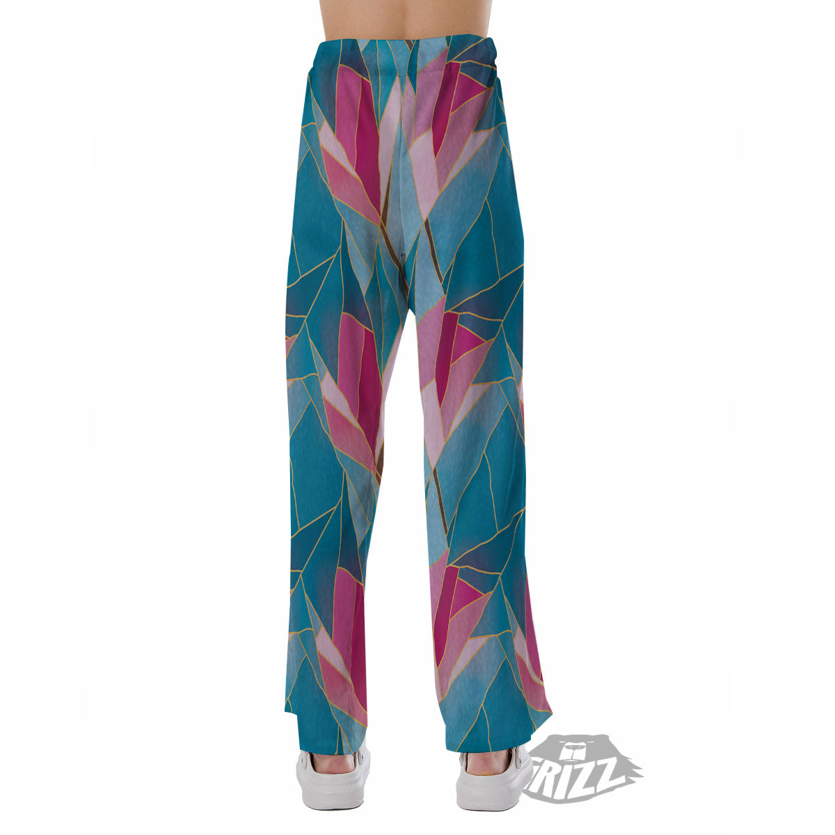 Tulip Polygon Print Pattern Pajama Pants-grizzshop